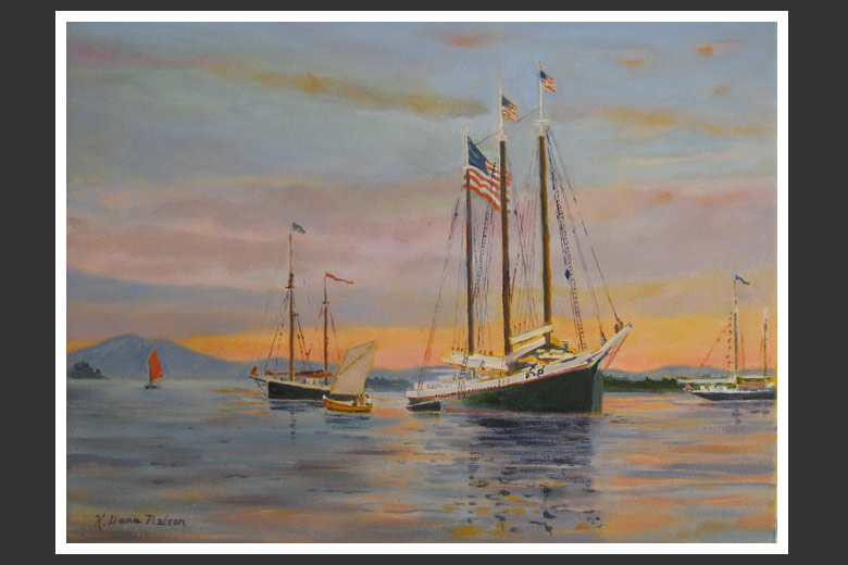 Victory Chimes in Penobscot Bay - Painting of Maine by K Dana Nelson